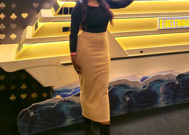 Beige Midi Skirt