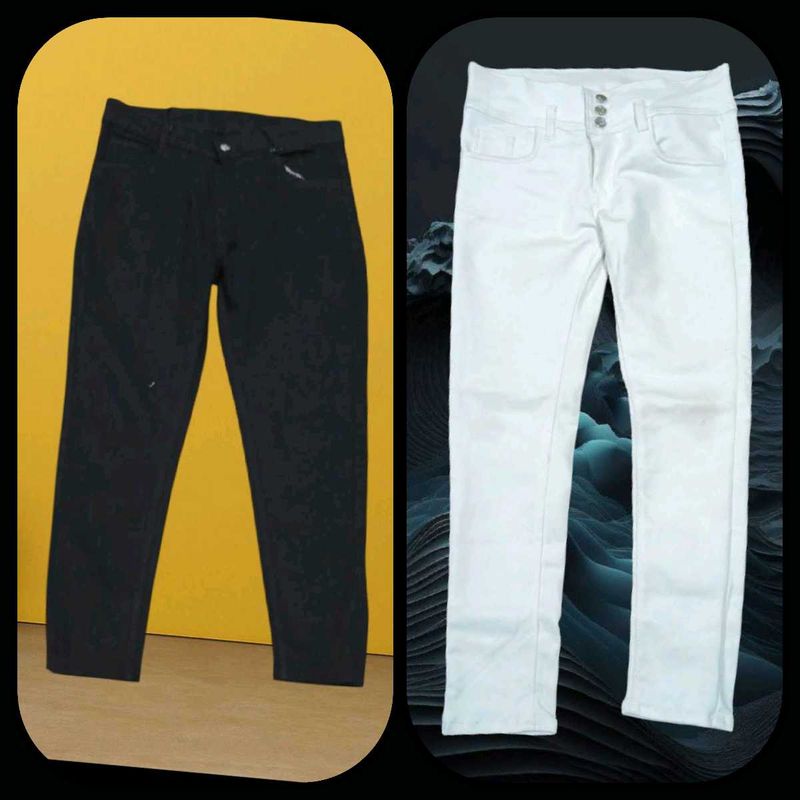 Ladies Regular FitBlack &amp; White Jeans 2 Jean Combo