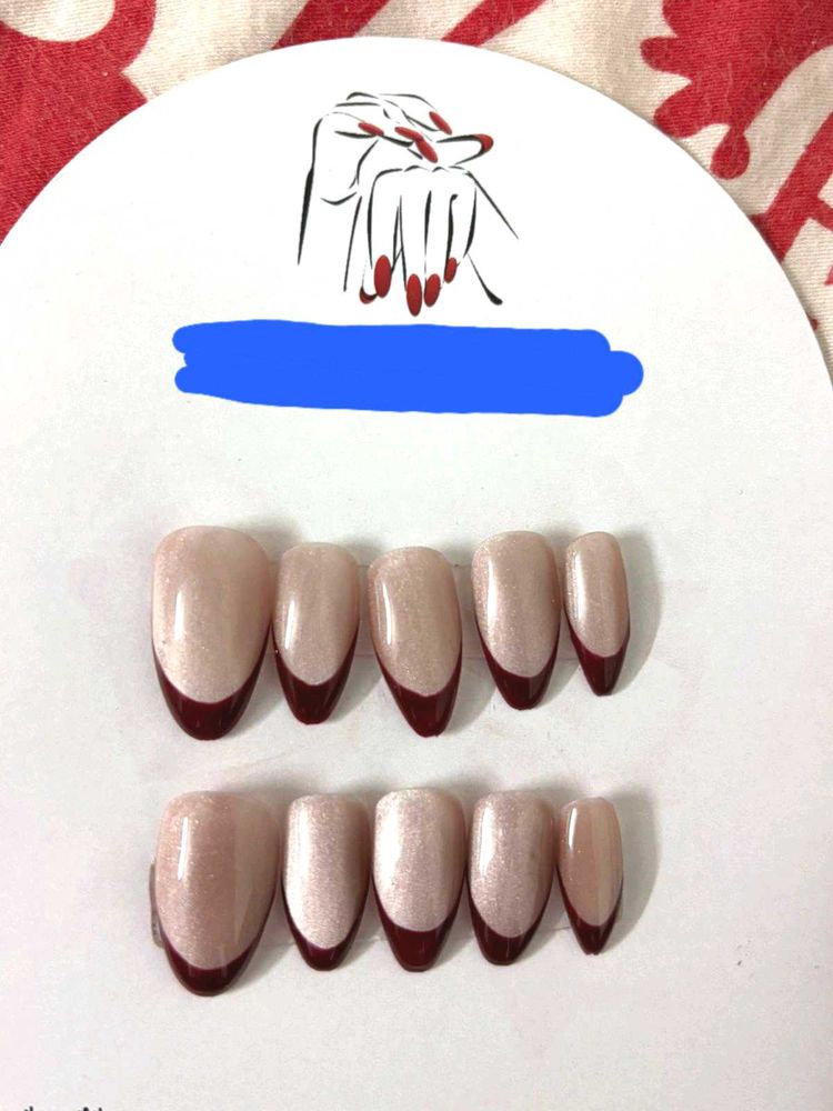 cat eye with  French Tip Press-Ons