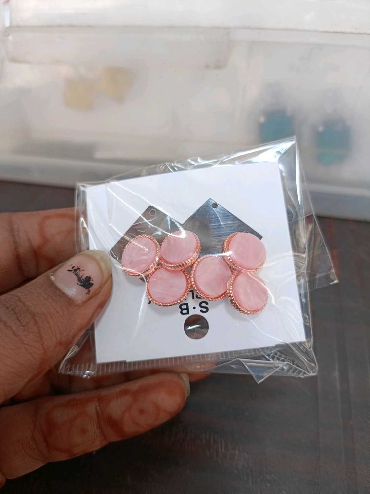 Pink and Gold Round Earrings