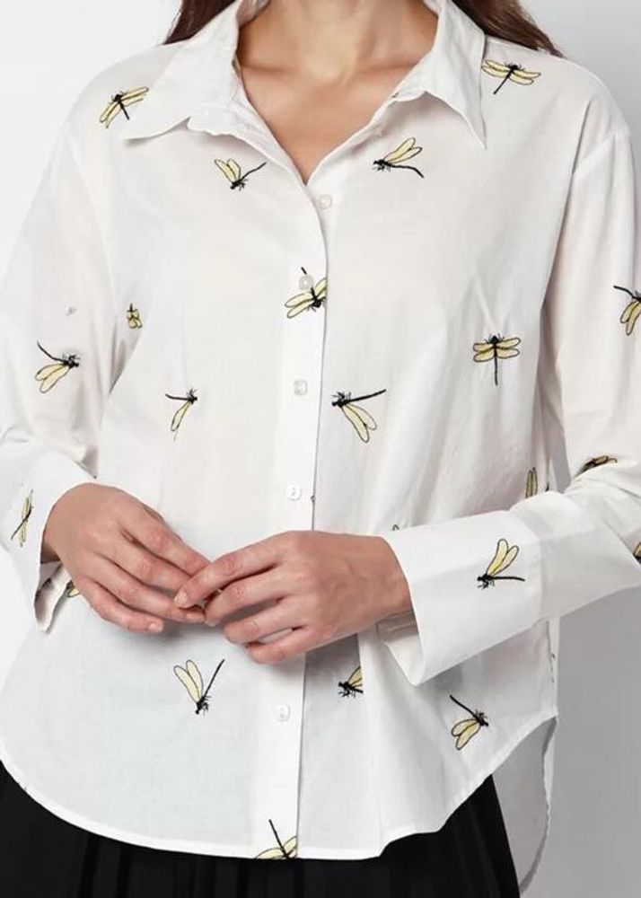 Dragonfly Print Button-Down Shirt