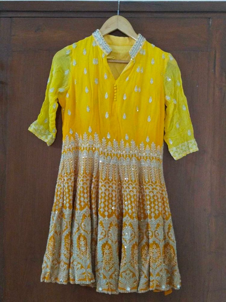 Yellow Embroidered Kurta and sharara with dupatta