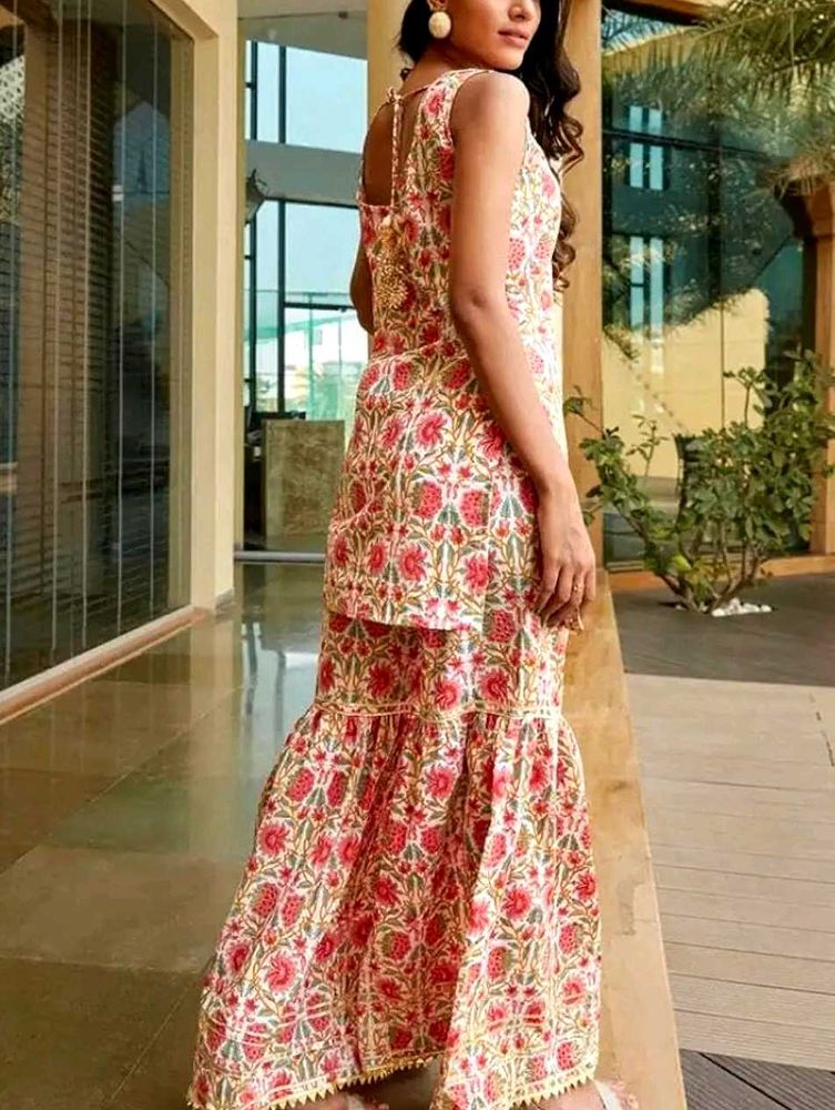 Pari A1 Women&#39;s Rayon Hand Block Printed Sleevless