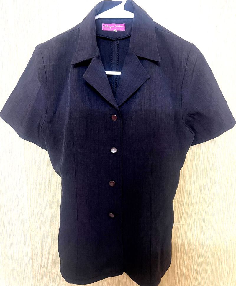 Elegant Short Sleeve Button-Up Blouse