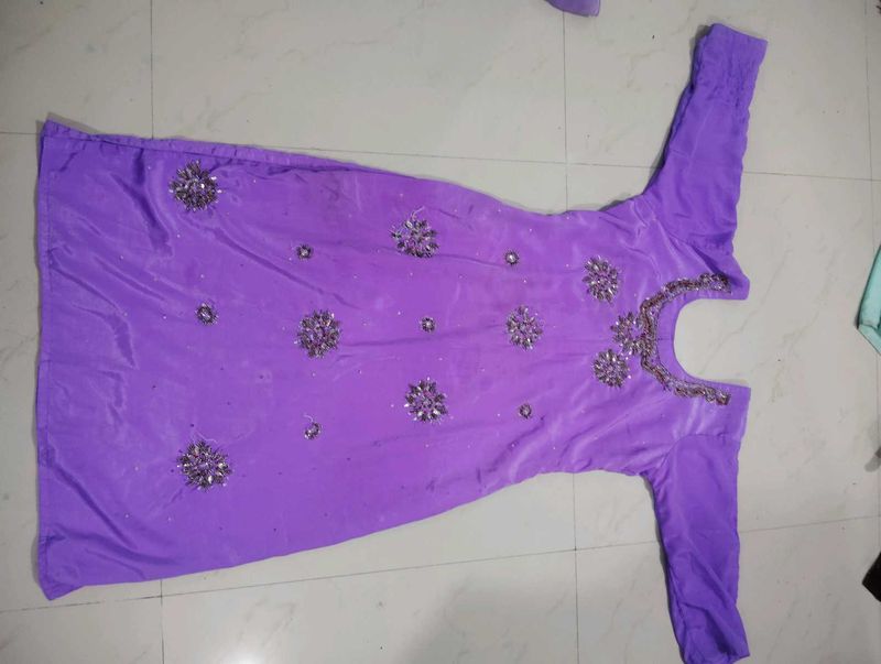 Purple Kurta Set With Duppatta