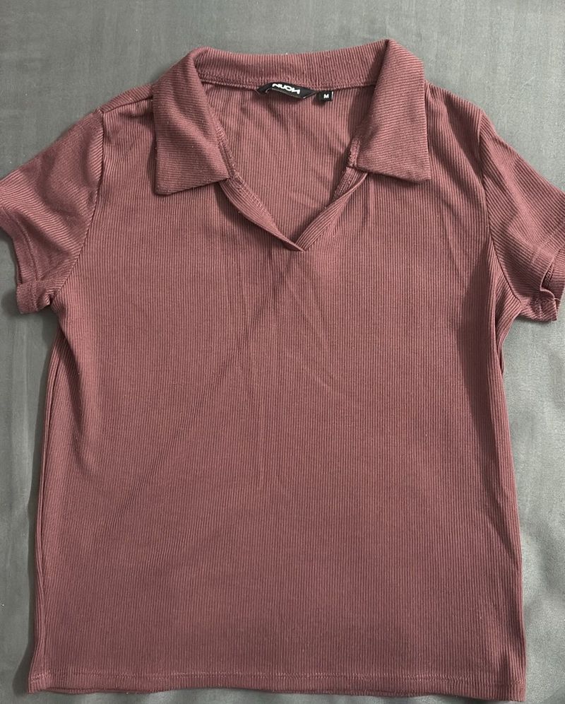 Ribbed Polo Top