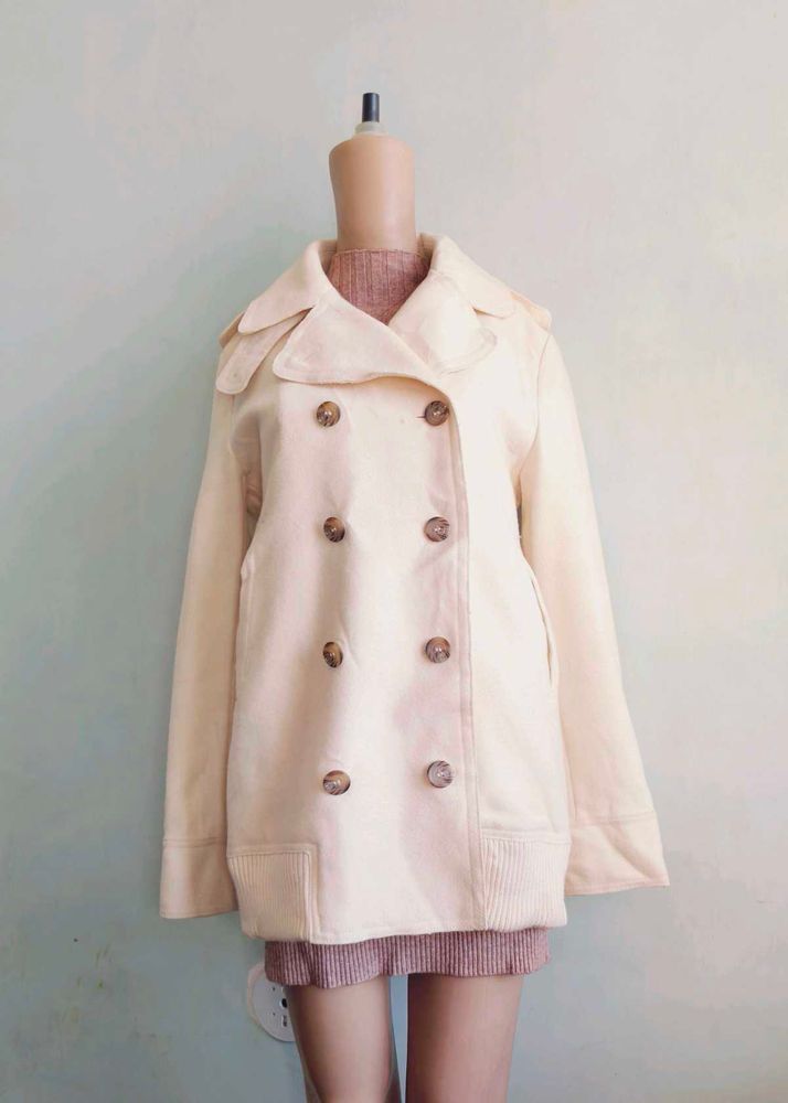 Branded White Overcoat