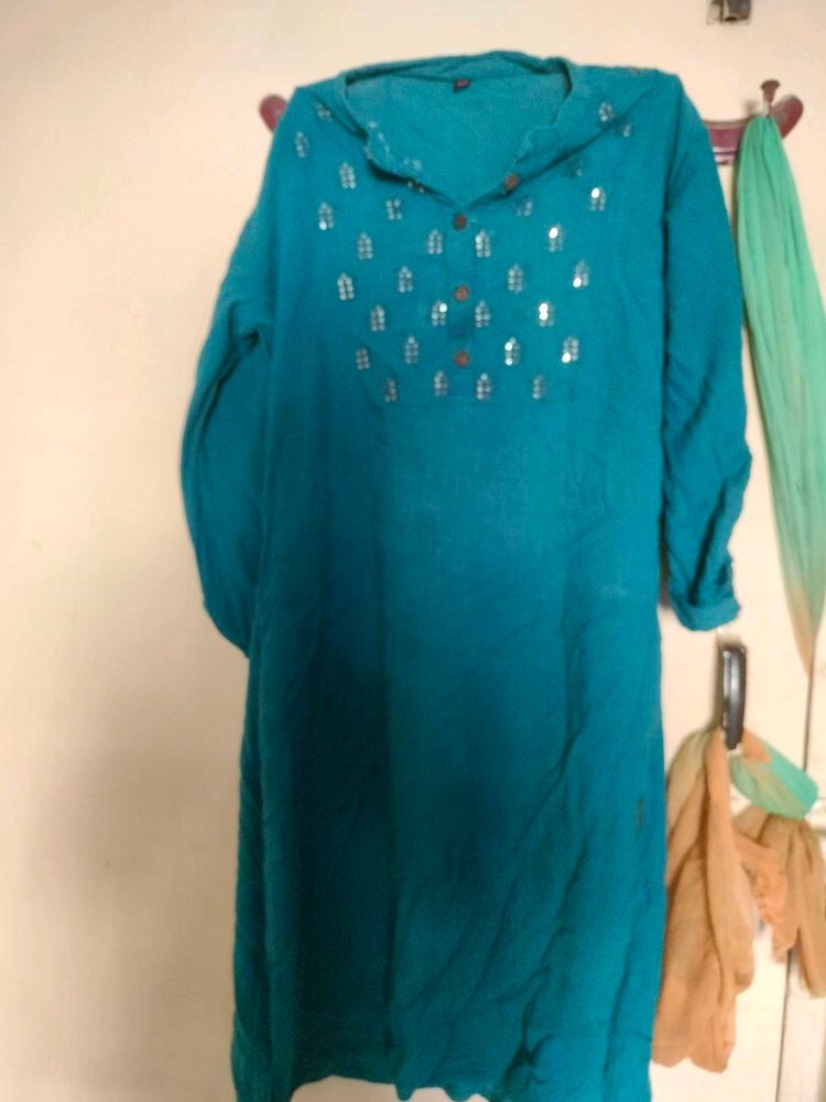 Blue Cotton Kurti