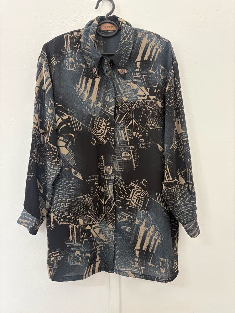 Patterned Button-Down Shirt