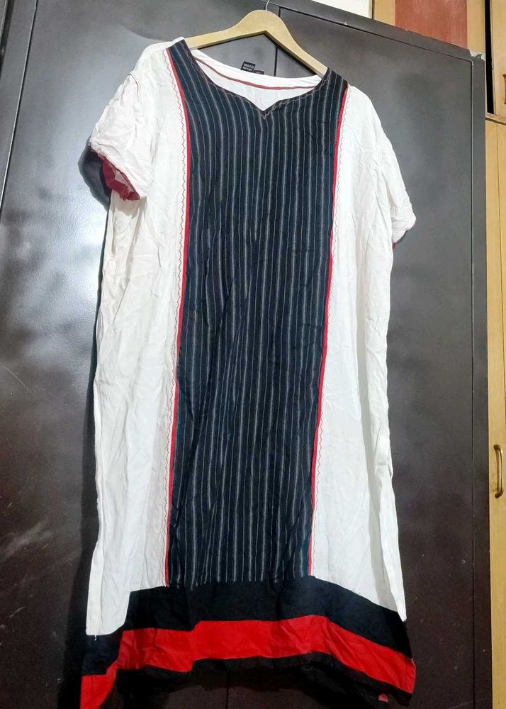 Off White &amp; Red🔴Black⚫ Kurti For 48 Bust