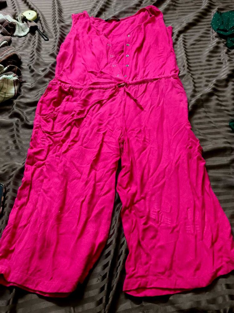 Hot Pink Sleeveless Jumpsuit