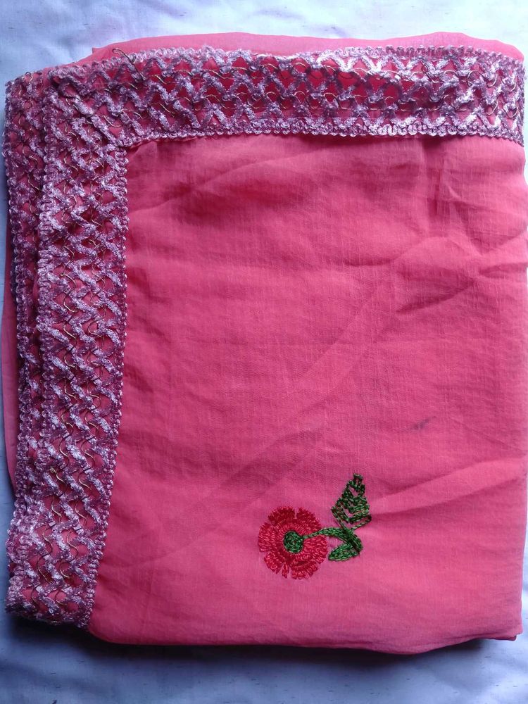 Pink Embroidered Saree