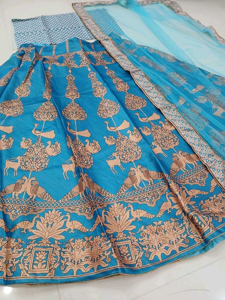 Printed Crepe Lehenga Choli With Net Dupatta