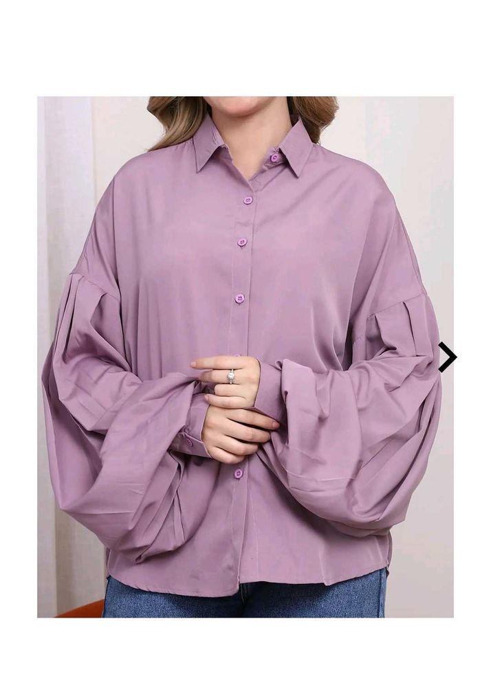 shein Lilac Balloon Sleeve Button-Down shirt
