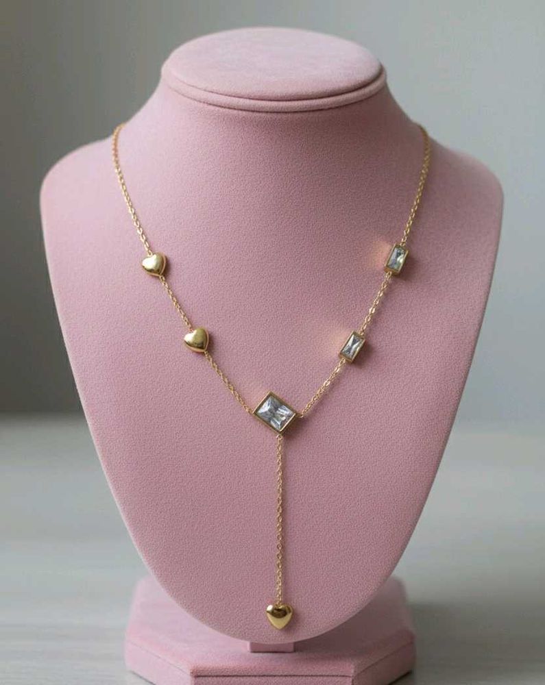 Heart strings lariat necklace anti tarnish