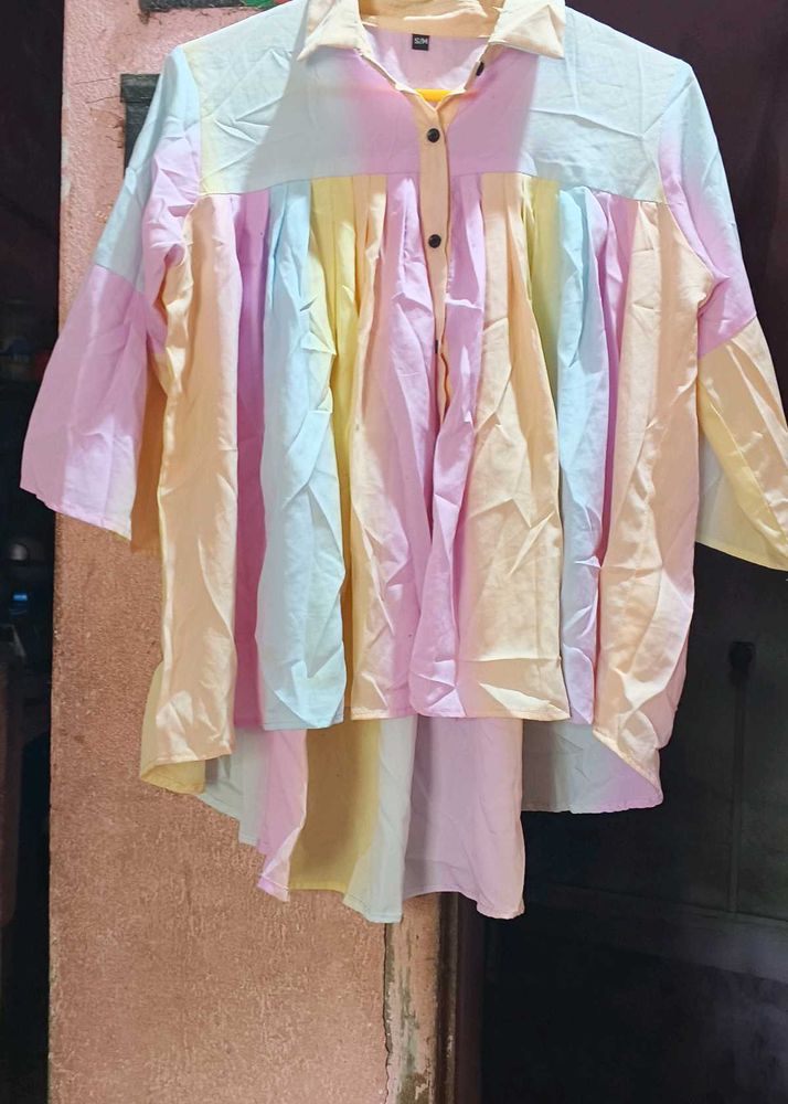 Pastel Rainbow Button-Down Shirt