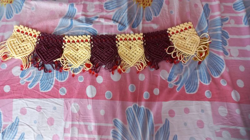 Handloom beautiful maroon and cream door hanging