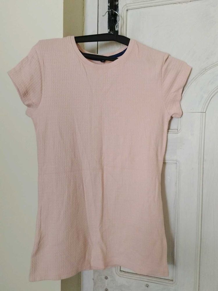 Nude Textured Short Sleeve Tee