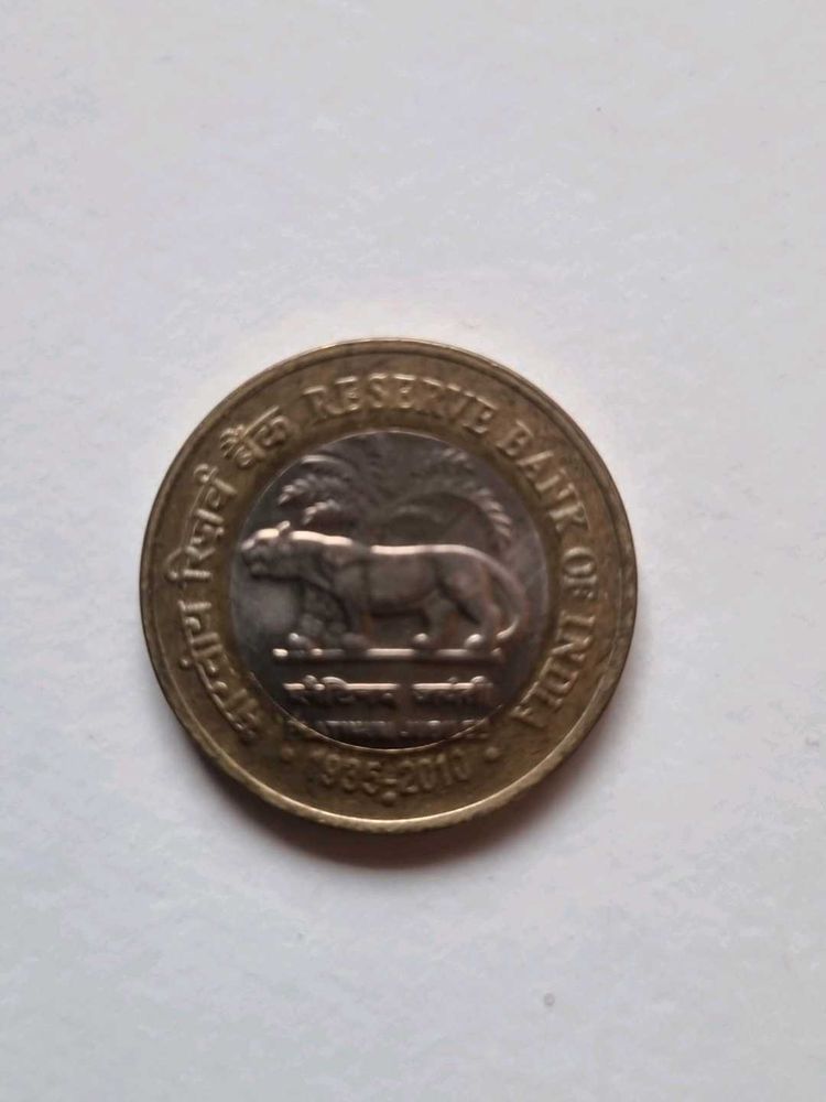 10 Rupees Coin Platinum Jubilee of RBI 2010
