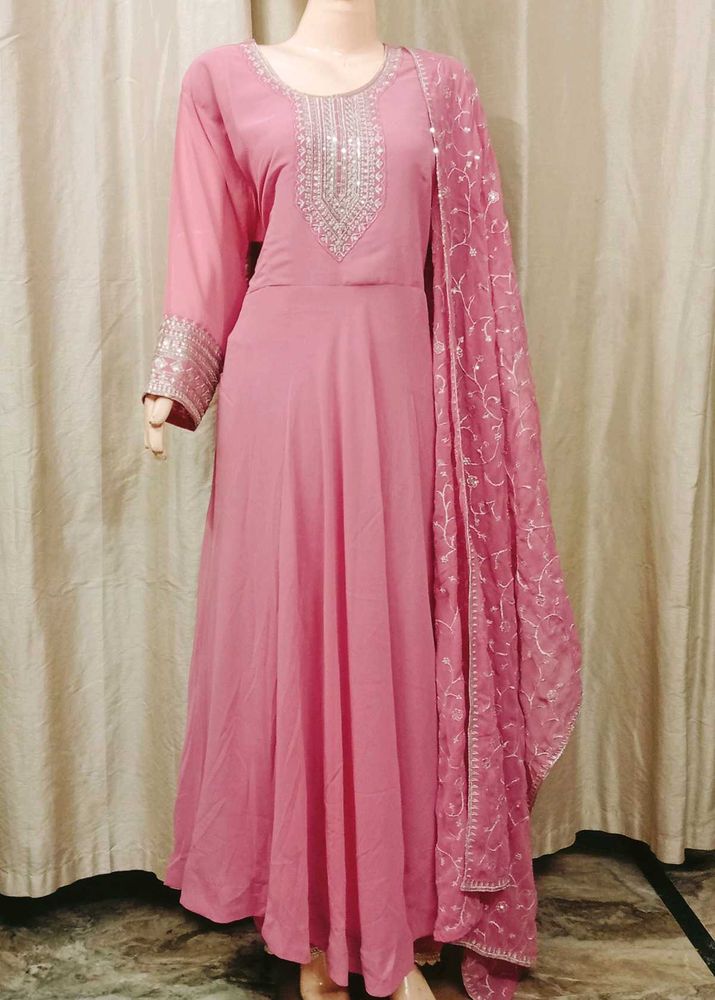 Elegant Pink Anarkali Kurta Set
