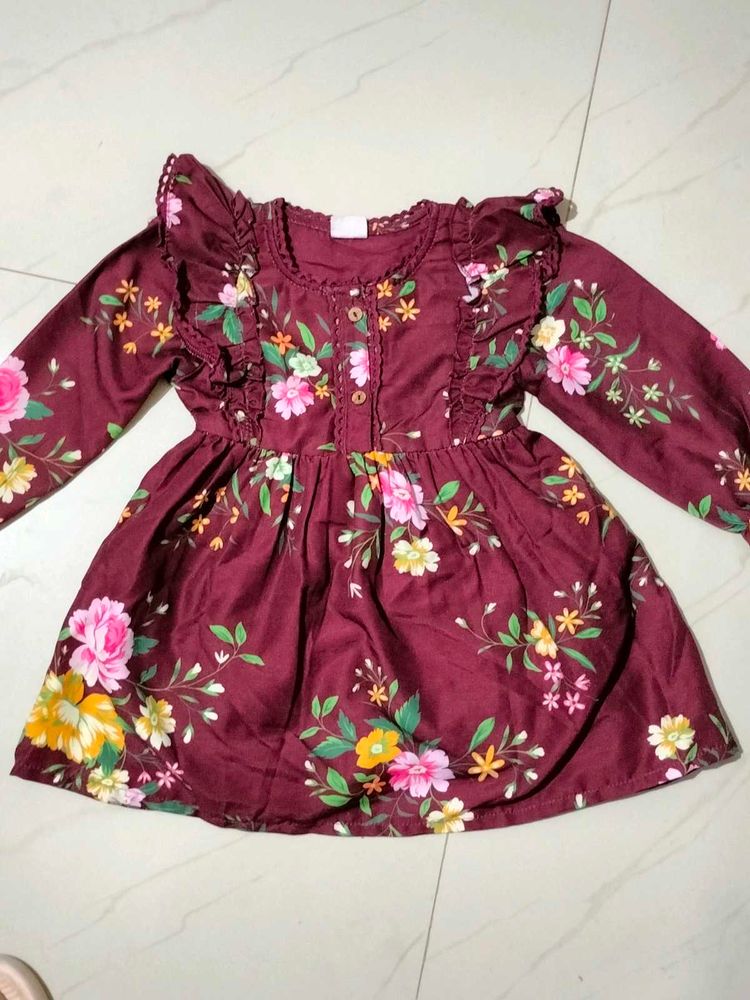 Maroon Frock 9-12 Months