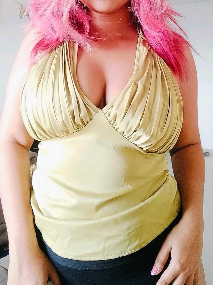 Elegant Green Gold Halter Top