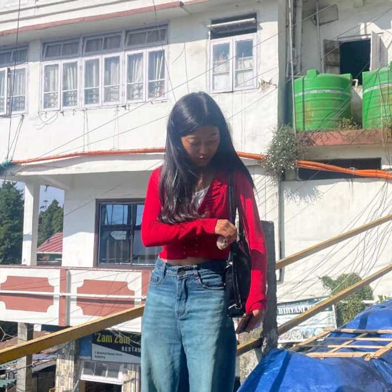 Red Long Sleeve Crop Top