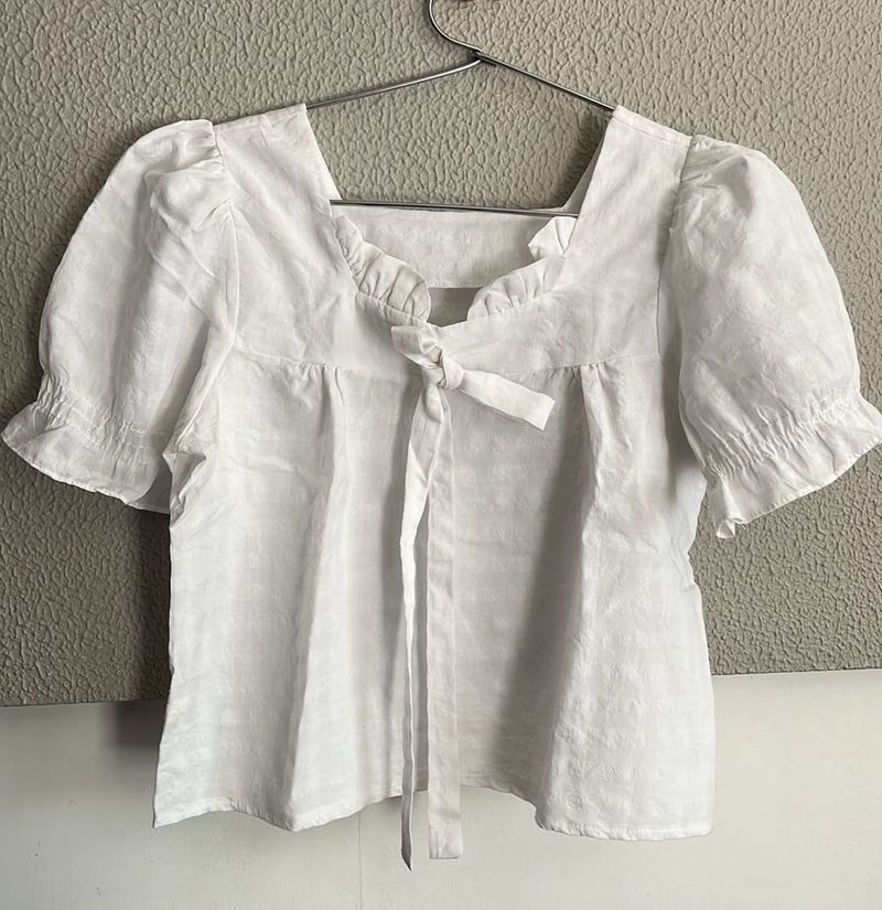White Puff Sleeve Top