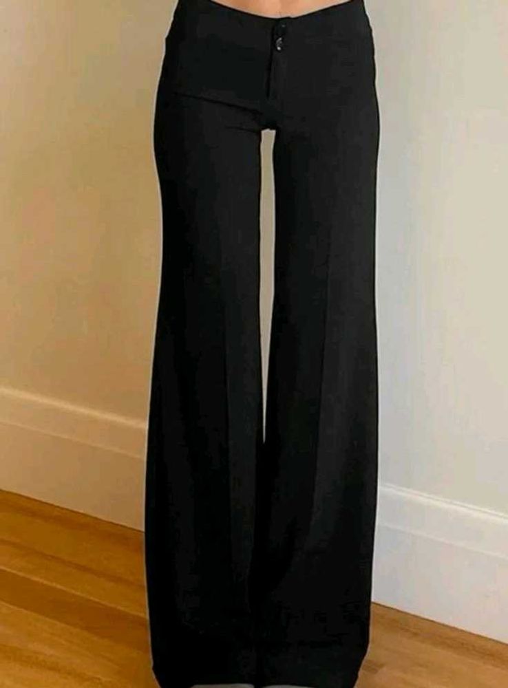 Flared Mid Rise Black Trouser
