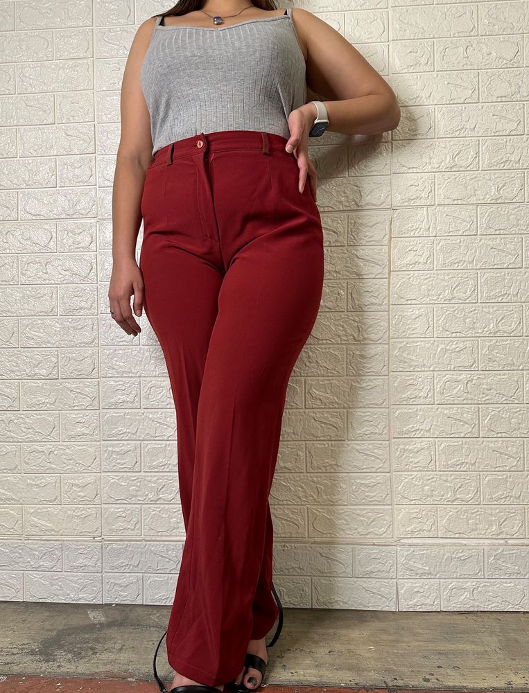 Maroon Pants And Grey H&amp;M Crop Top Combo