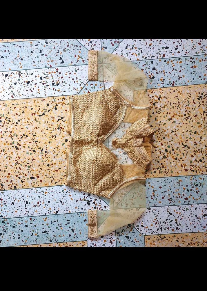 Gold Embroidered Saree Blouse