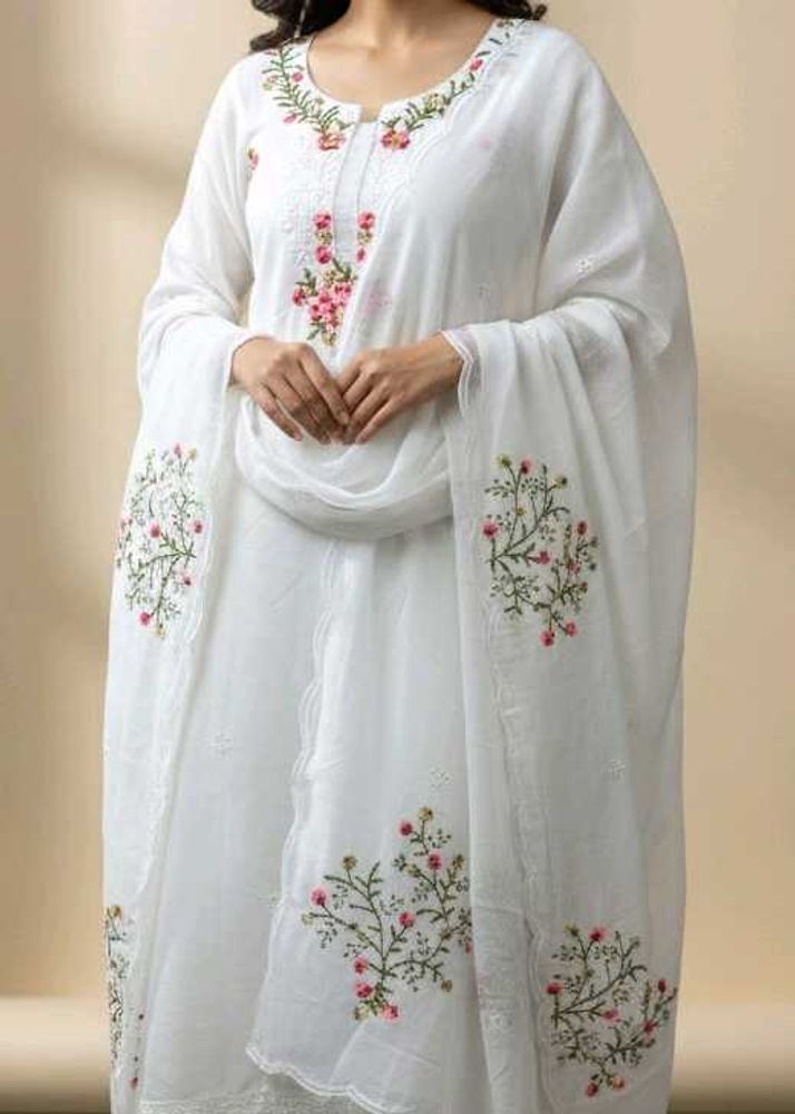 5 PCS COMBO White Embroidered Kurta Set