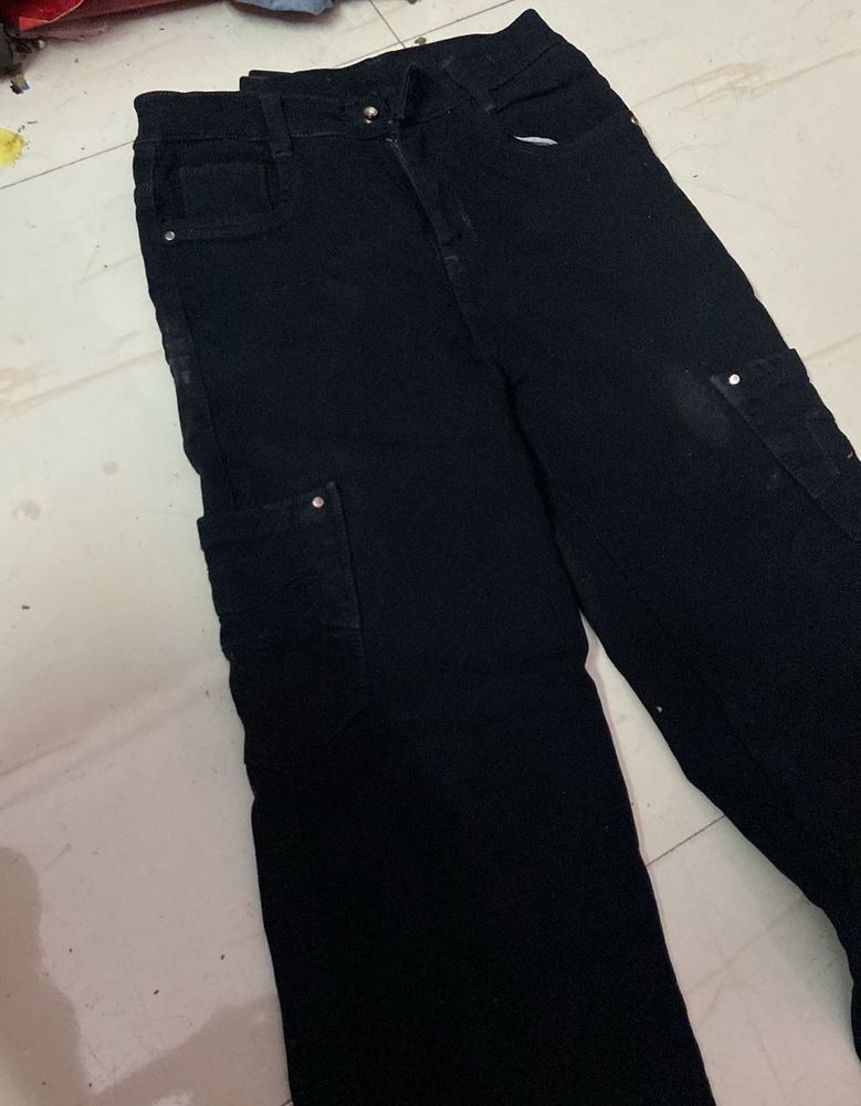 Black Cargo Jeans ankel length