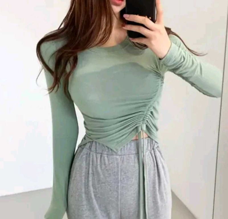 Korean round neck full sleeve stylish top