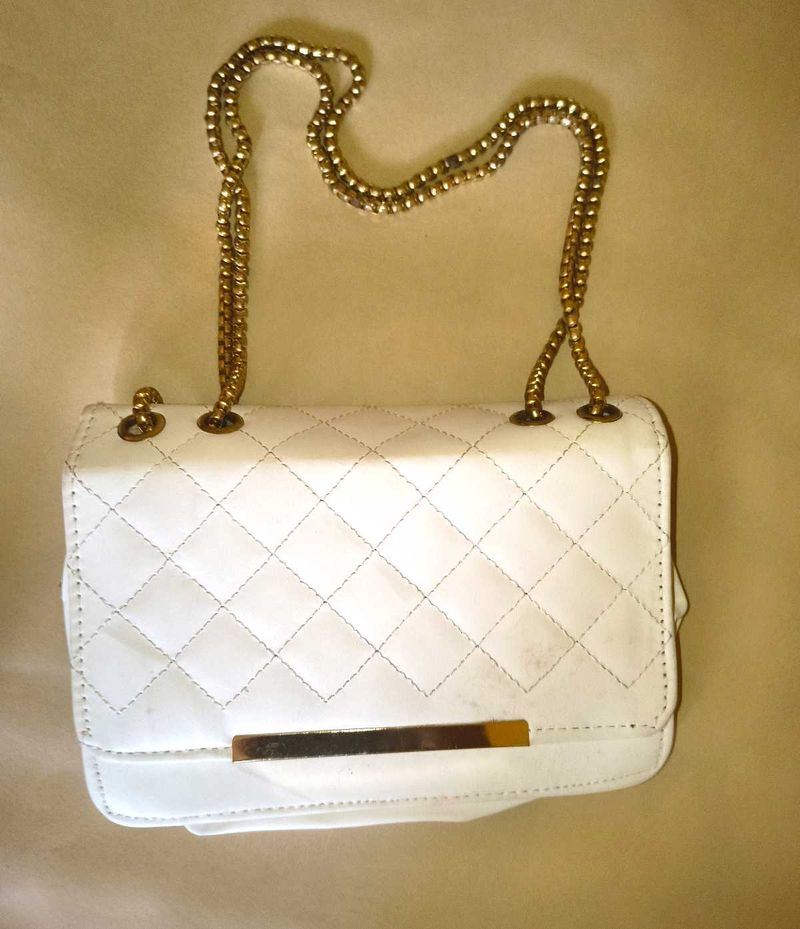 White Quilted Crossbody Bag