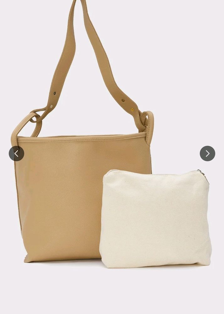 Twenty Dresses Beige Textured Oversized Tote Bag