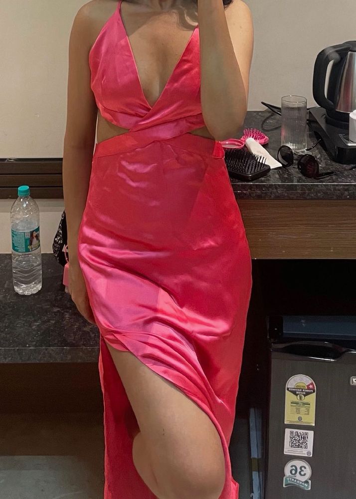 Zara Hot Pink Cutout Dress