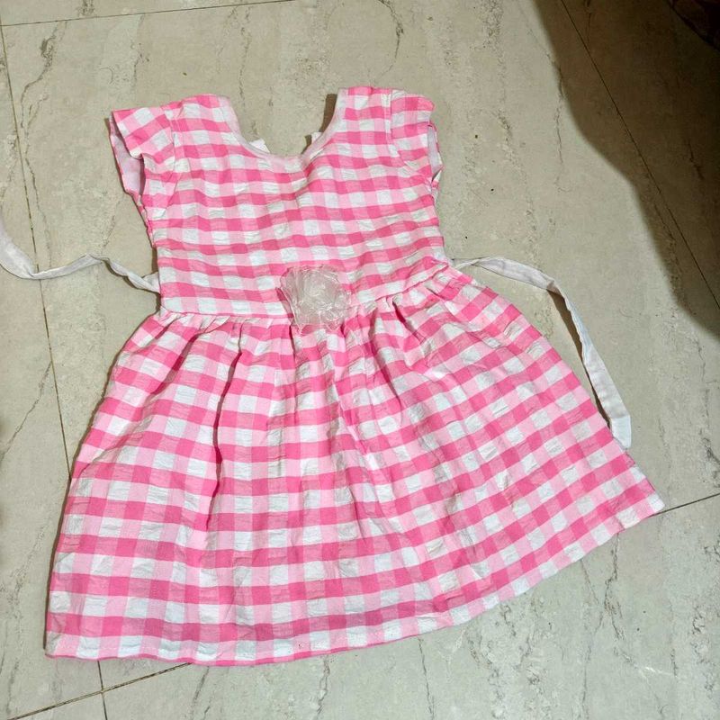 Cute Pink Checkered Dress