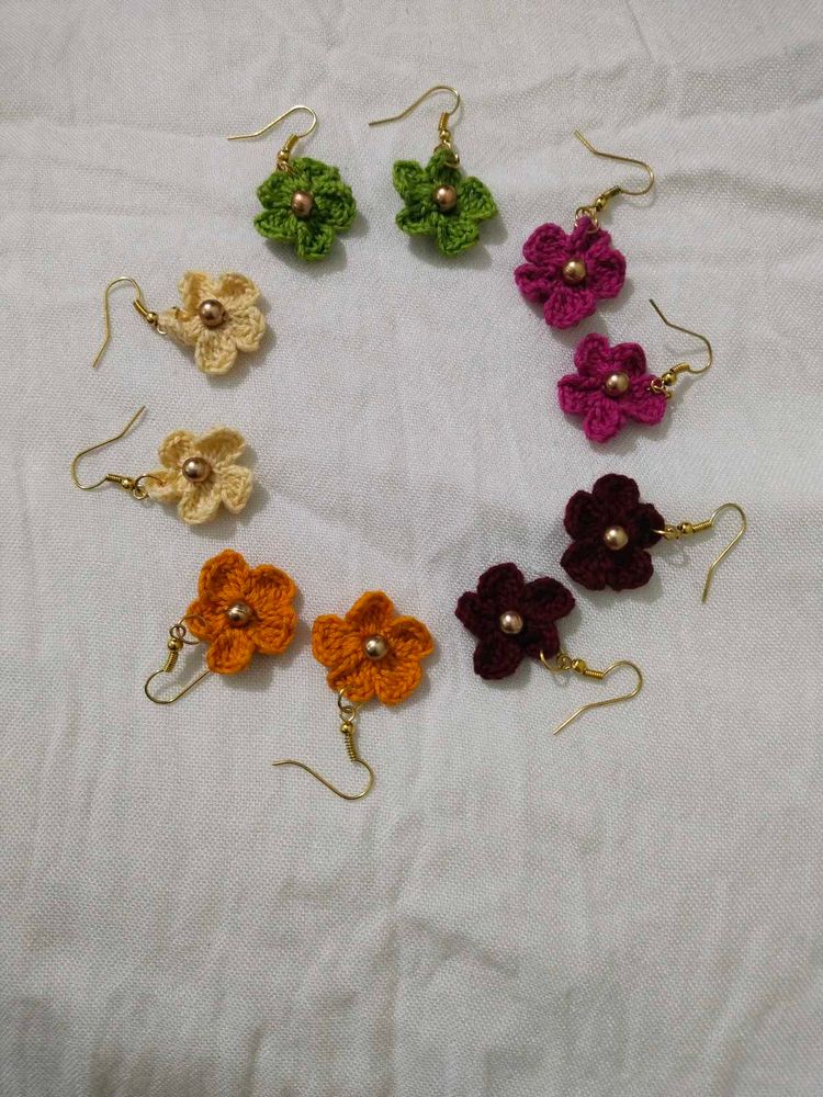 Flower Handmade Woollen Earrings