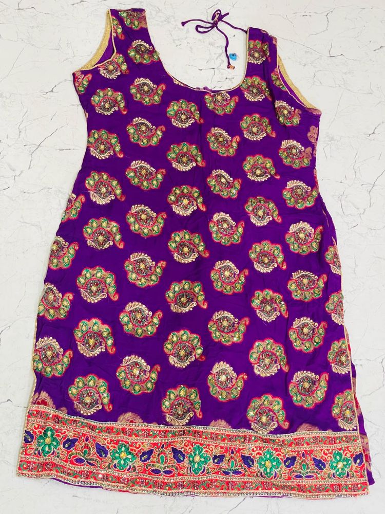 Purple Embroidered Kurti