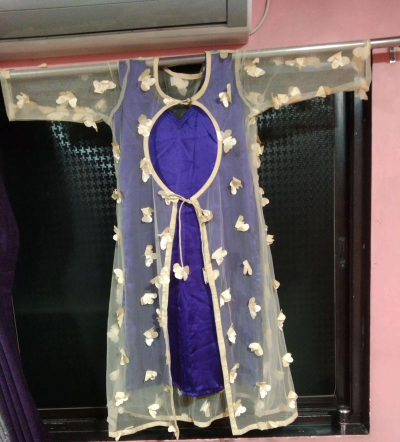 Ethnic Kurti Set With Butterfly Jacket And Salwar