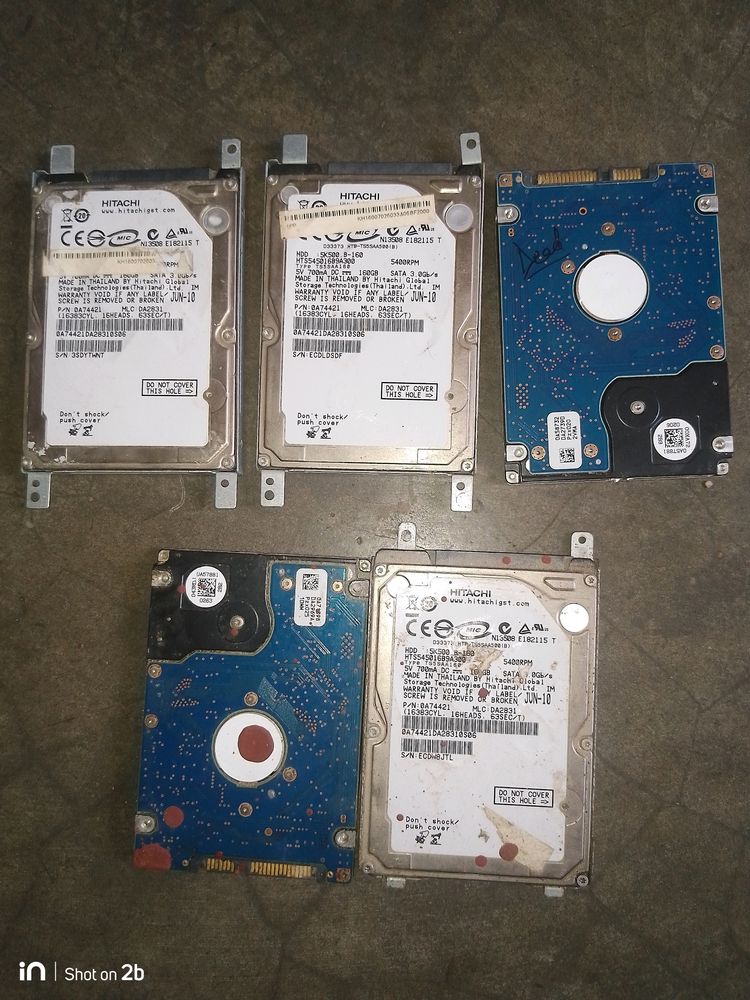 Old HDD 160GB SATA 3.0 Hard Drive LAPTOP Pack Of 5