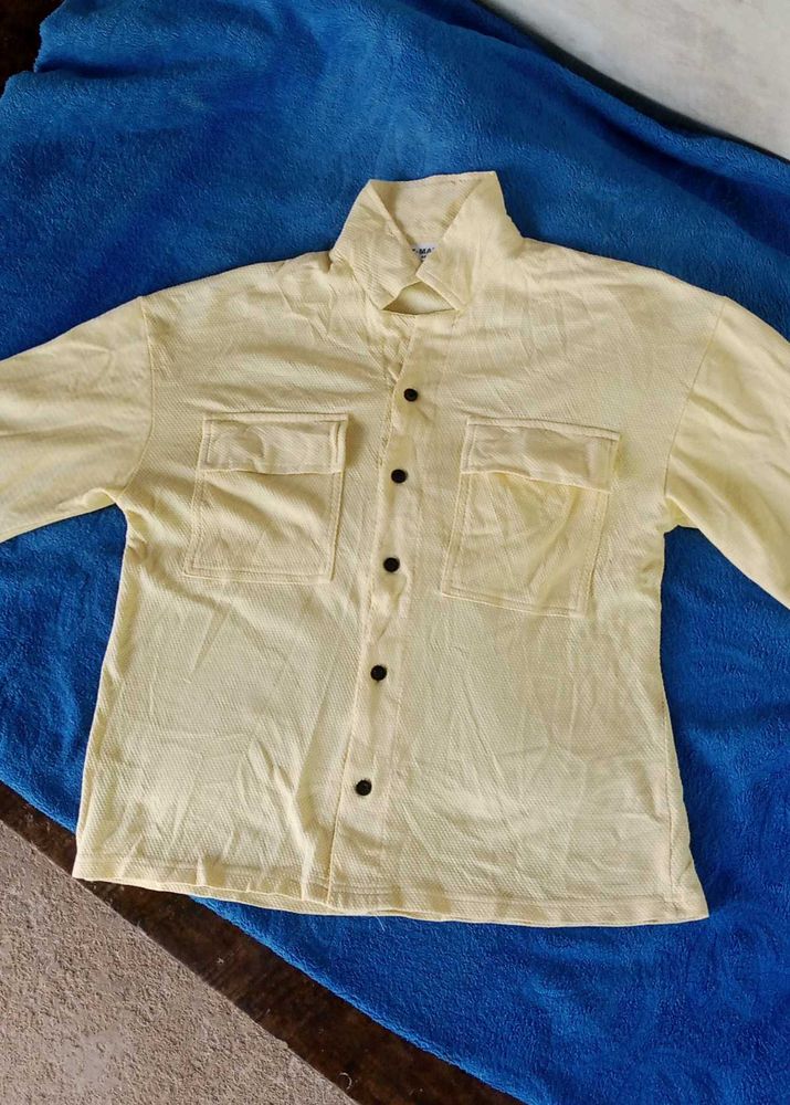 Light Yellow Pocket Button-Down Shirt