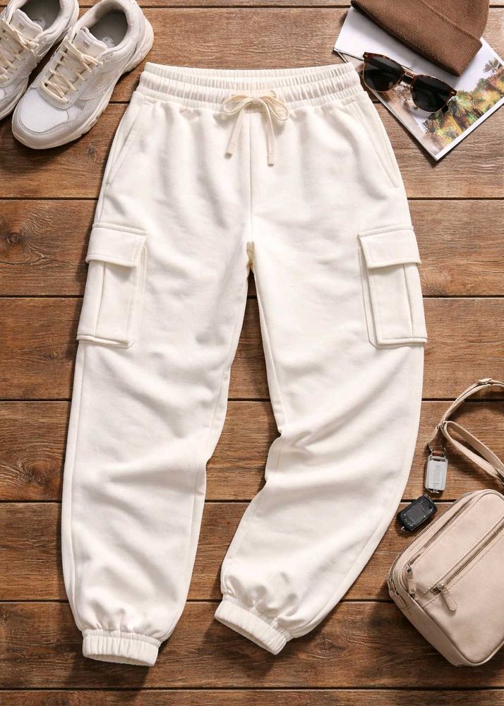 White Cargo Sweatpants