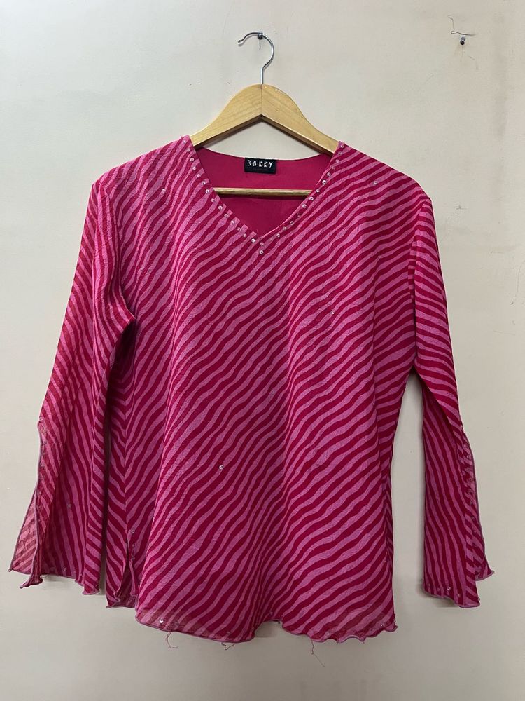 Pink Striped Top
