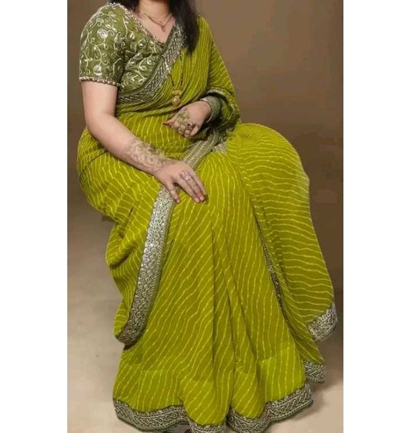 Elegant Green Striped Saree