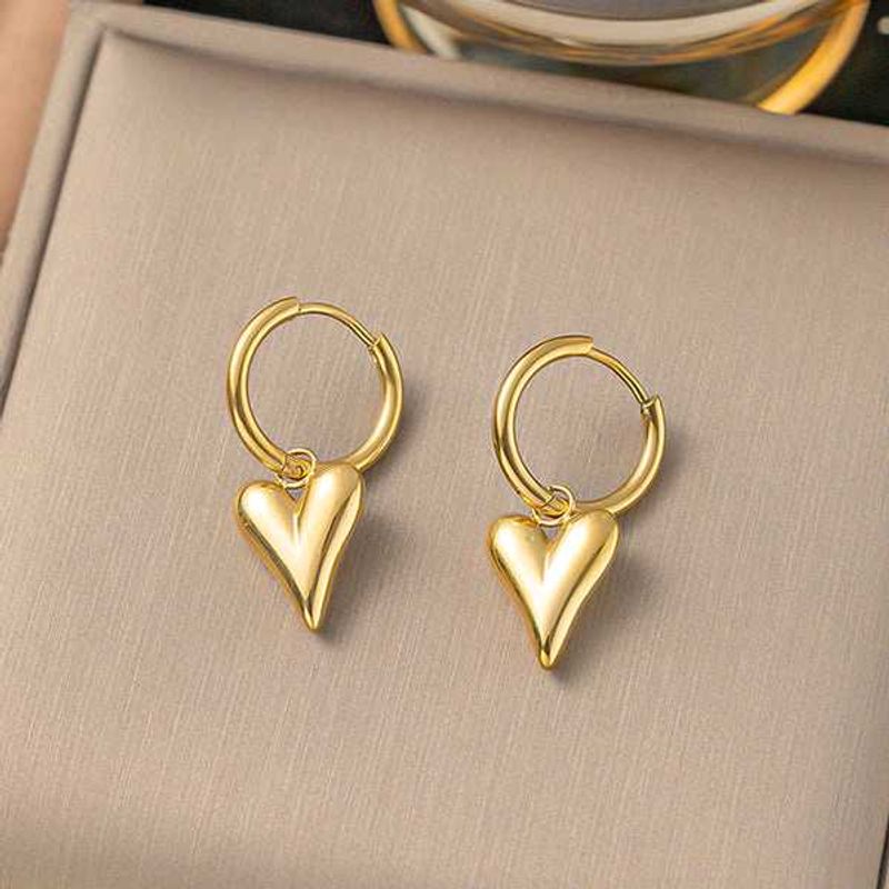 Gold Heart Drop Earrings