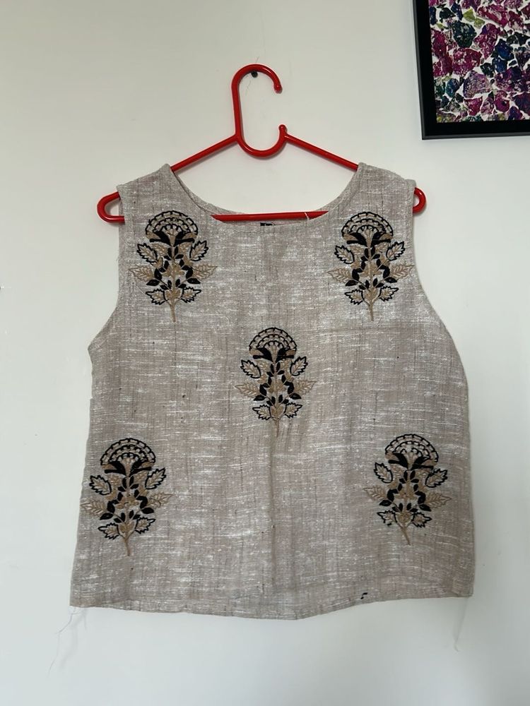 Floral Embroidered Sleeveless Top