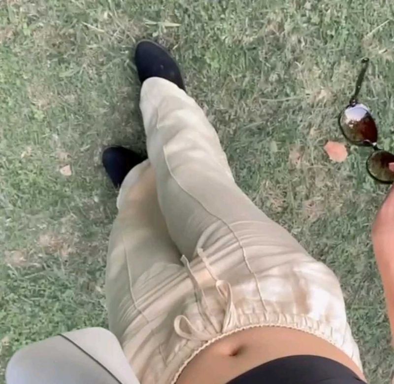 Beige Drawstring Pants