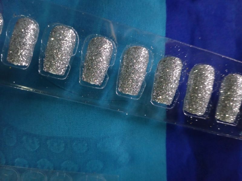 Silver Fake Nails For Girls